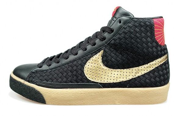 Nike Blazer Mid Premium Woven - Black - Gold - Varsity Red