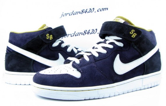 Nike SB Dunk Mid Premium - Navy Blue - White - Gold