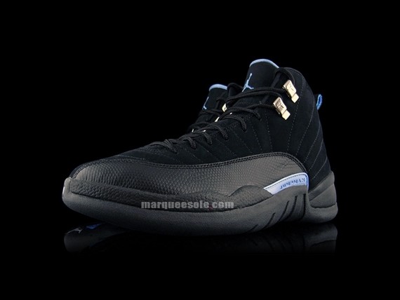 Air Jordan XII - Black - White - University Blue - "Nubuck" - 2009 Retro