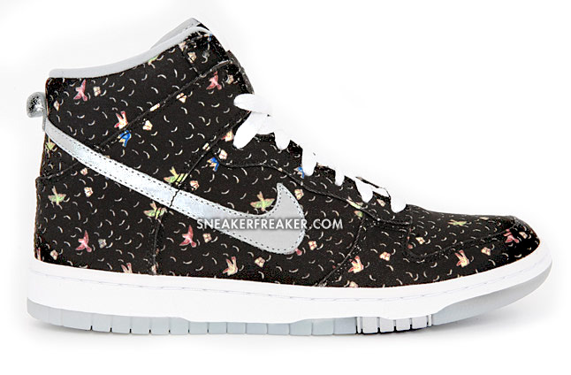 Nike Womens Dunk High Skinny QS – Doves & Butterflies – Black