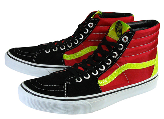 Vans Sk8-Hi - Red - Black - Reflective Neon