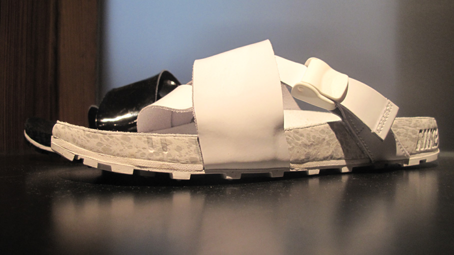Nike Tekapo Slide JP TZ - White Nylon + Black Leather