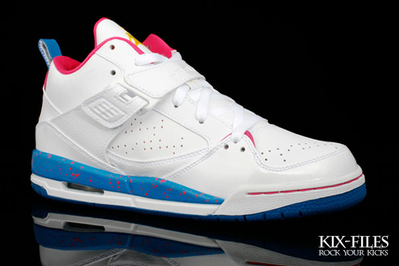Jordan Girls Flight 45 GS – White – Techno Blue