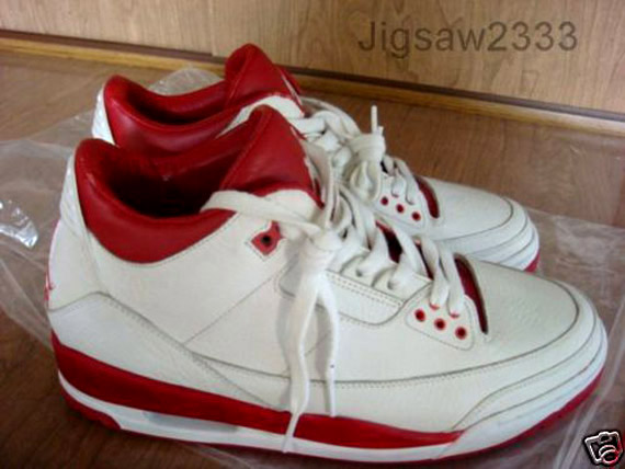 Air Jordan III (3) - White - Red - 2006 Unreleased Sample