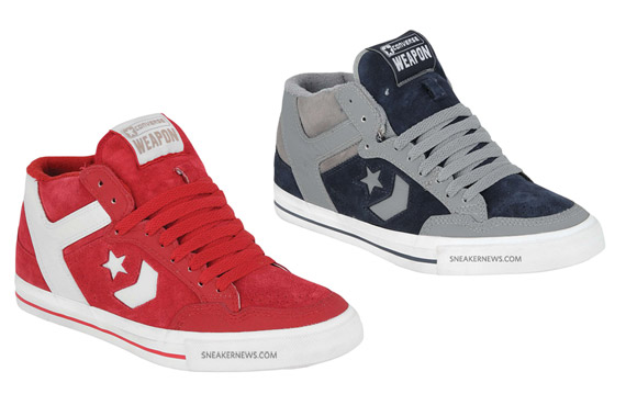 Converse Skateboarding Weapon S Mid - Red - White + Grey - Navy
