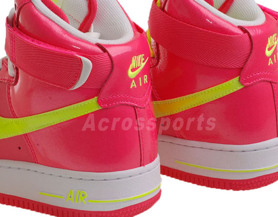 Nike Wmns Air Force One Hot Pink Yellow Patent 03