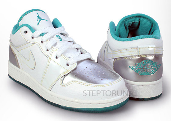 Air Jordan 1 Phat Low Gs White Turquoise Metallic Silver 1