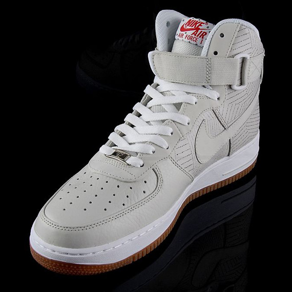 Nike Air Force 1 High Premium Light Bone Sport Red 05