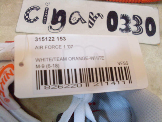 Nike Air Force 1 White Team Orange Sample 11