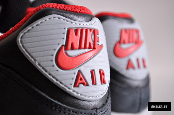 Nike Air Max 90 Premium Black Sport Red Matte Silver 03