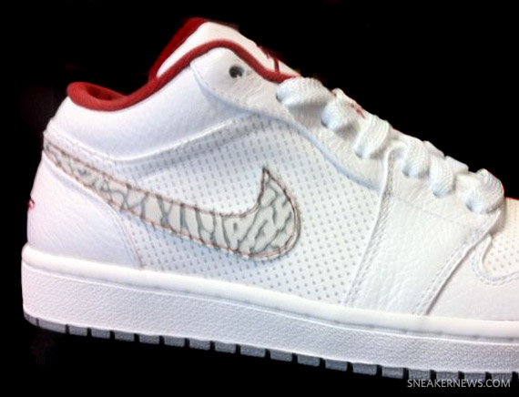 Air Jordan 1 Phat Low White Red Elephant Swoosh 1