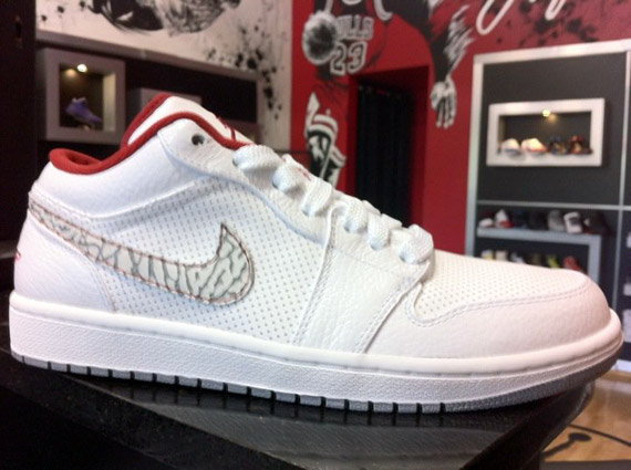Air Jordan 1 Phat Low White Red Elephant Swoosh 2