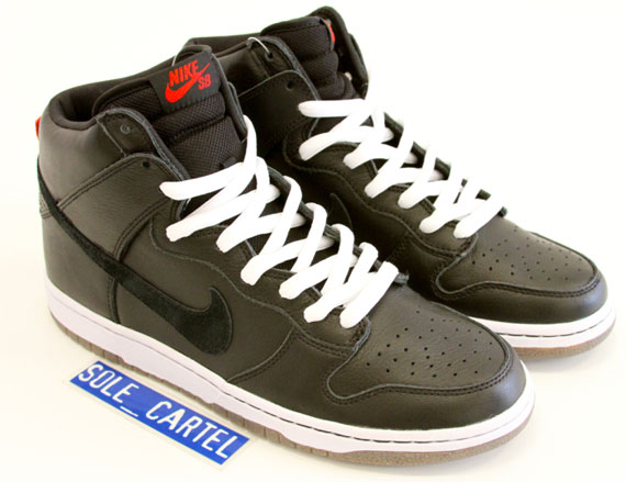 Nike Sb Dunk High Black Leather Red Unreleased Sample 08