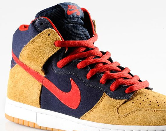 Nike Sb Dunk High Tan Blue Red New 01