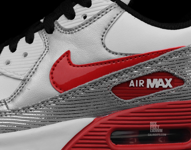 Nike Womens Air Max 90 White Varsity Red Metallic Silver 4