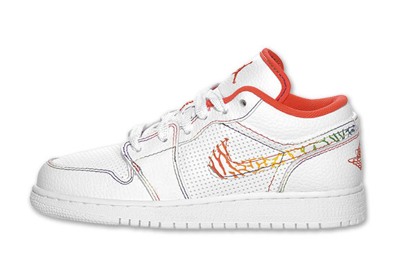 Air Jordan 1 Phat Low Gs White Rainbow Elephant Swoosh 02