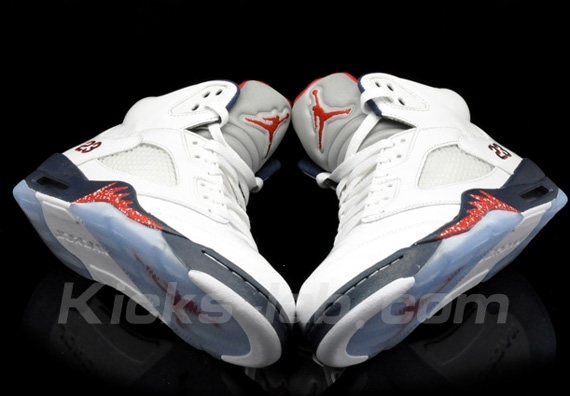 Air Jordan V White Midnight Navy Varsity Red Kickslab 04