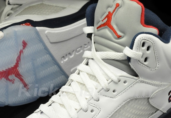 Air Jordan V - White - Midnight Navy - Varsity Red | Detailed Images