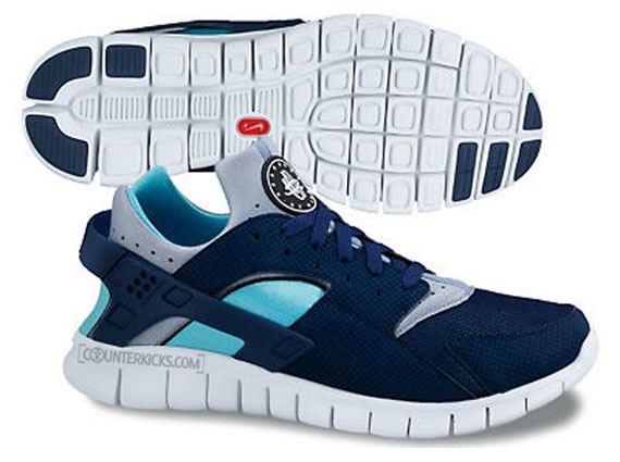 Nike Huarache Free Run Midnight Navy Blue Grey Tide Pool Blue Midnight Navy
