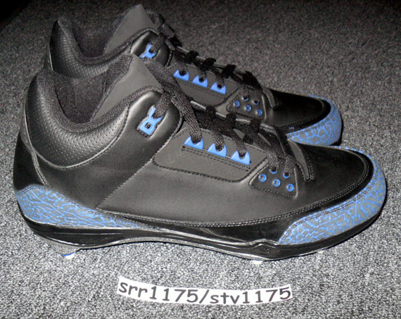 Air Jordan Iii Dwight Freeney Cleats Pe Black Blue 07