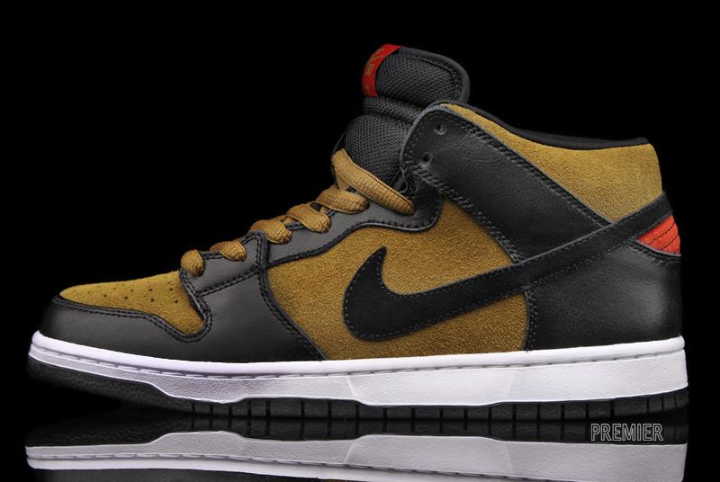 Nike Sb Dunk Mid Pro Golden Hops Black Varsity Red 1