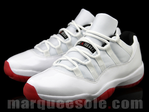 Air Jordan Xi Low White Black Varsity Red Detailed Images 1