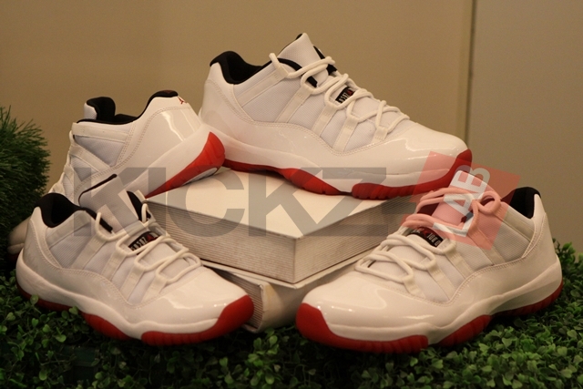 Air Jordan Xi Low White Black Varsity Red Detailed Images 05