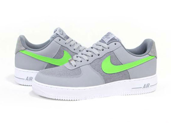 Nike Air Force 1 Low Grey White Bright Green 3