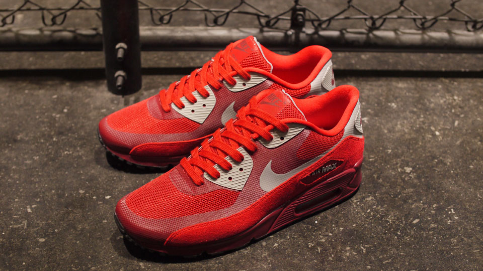 Nike Air Max 90 Hyperfuse Premium Gym Red Medium Grey 1