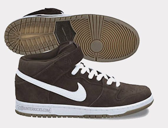 Nike Sb Dunk Mid Pro Baroque Brown Gum Dark Brown White Holiday 2012
