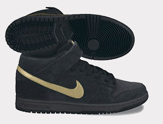 Nike Sb Dunk Mid Pro Dark Obsidian Thunder Blue Sail Metallic Gold Holiday 2012