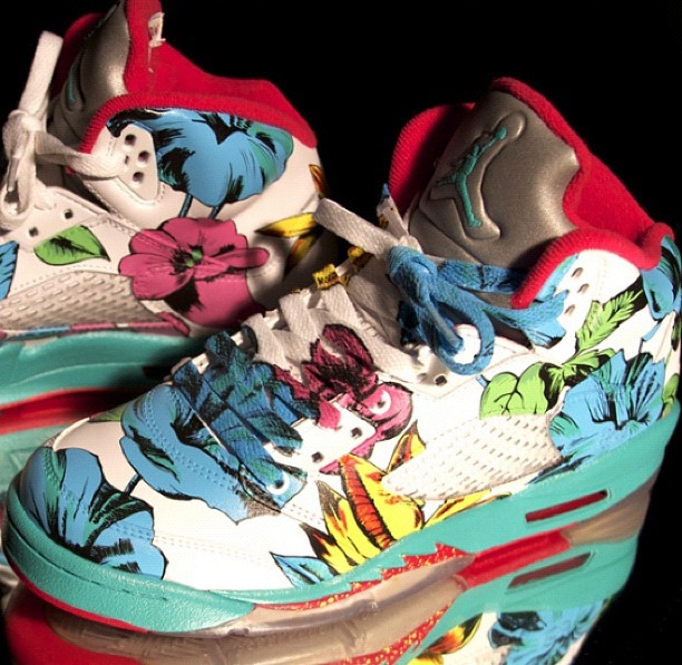 Air Jordan V Floral Customs By El Cappy 01