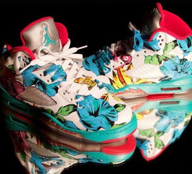 Air Jordan V Floral Customs By El Cappy 03