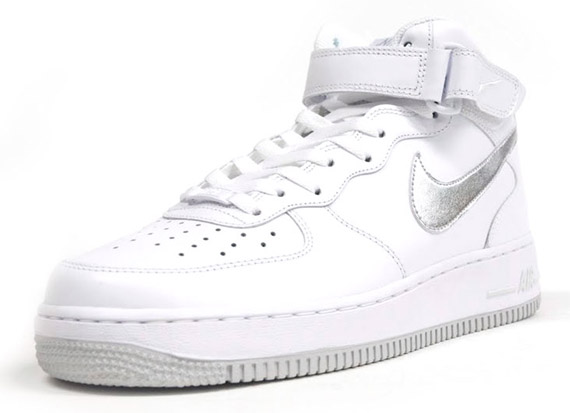 Nike Air Force 1 Mid White Metallic Silver 3