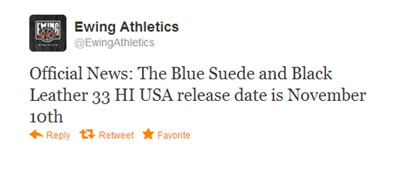 Ewing 33 Hi Blue Suede Black Leather Release Date