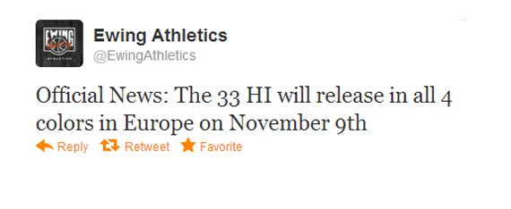 Ewing 33 Hi Euro Release Date