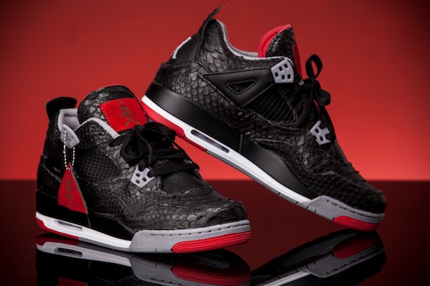 Black Python Jordan Iv Bred Shoesurgeon Custom 1