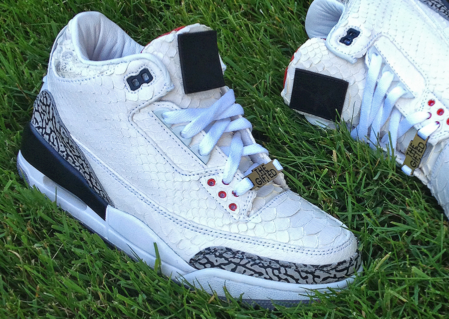 Air Jordan III “White Python” Customs for Wale by JBF