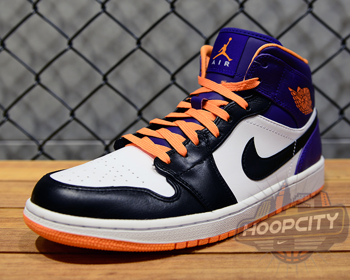 Air Jordan 1 Mid White Bright Citrus Court Purple Black 2
