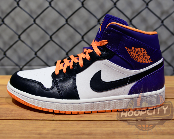 Air Jordan 1 Mid White Bright Citrus Court Purple Black 4