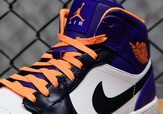 Air Jordan 1 Mid White Bright Citrus Court Purple Black 5
