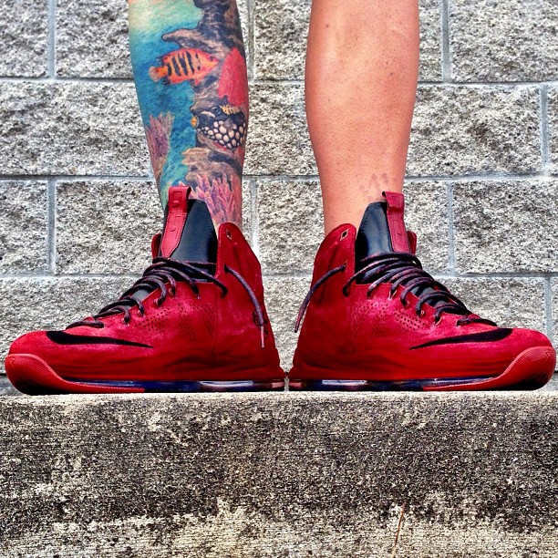 Red Wine Suede Lebron X Ext Customs 1