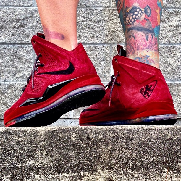 Red Wine Suede Lebron X Ext Customs 2