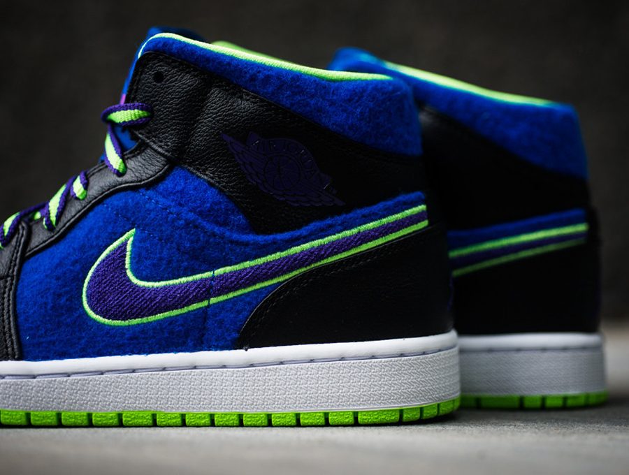Air Jordan 1 Mid - Black - Court Purple - Flash Lime | Available