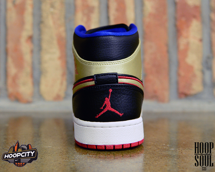 Air Jordan 1 Mid Black Gym Red Metallic Gold 02
