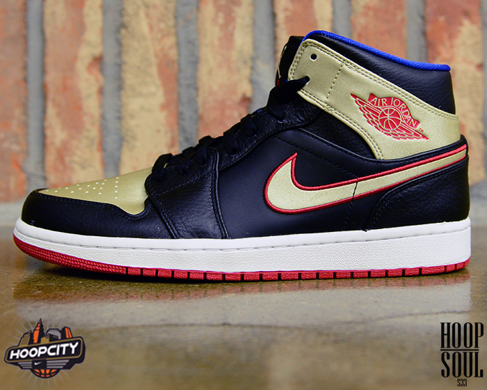Air Jordan 1 Mid Black Gym Red Metallic Gold 03