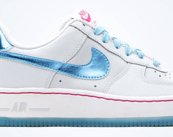 Nike Air Force 1 Low GS - Pure Platinum - Gamma Blue - Pink Foil