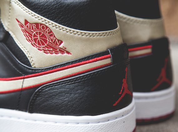 Air Jordan 1 Mid Black Red Gold Available