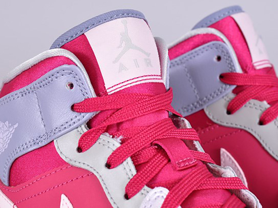 Air Jordan 1 Mid Gs Hyper Fuschia Arctic Pink Pebble Grey Metallic Silver 1