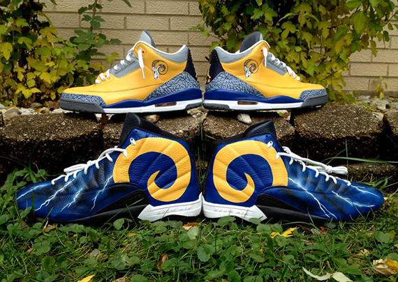 Air Jordan "Throwback Los Angeles Rams" for Cortland Finnegan by DeJesus Customs